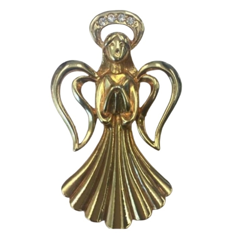 ANGEL GOLD TONE PIN WITH RHINESTONE